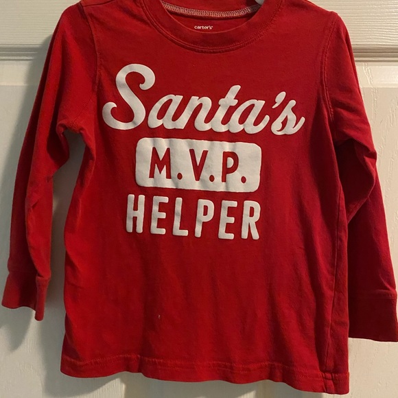 Baby’s 3T Carters Santa’s M.V.P. Helper Long Sleeve Red Tee - Picture 1 of 5